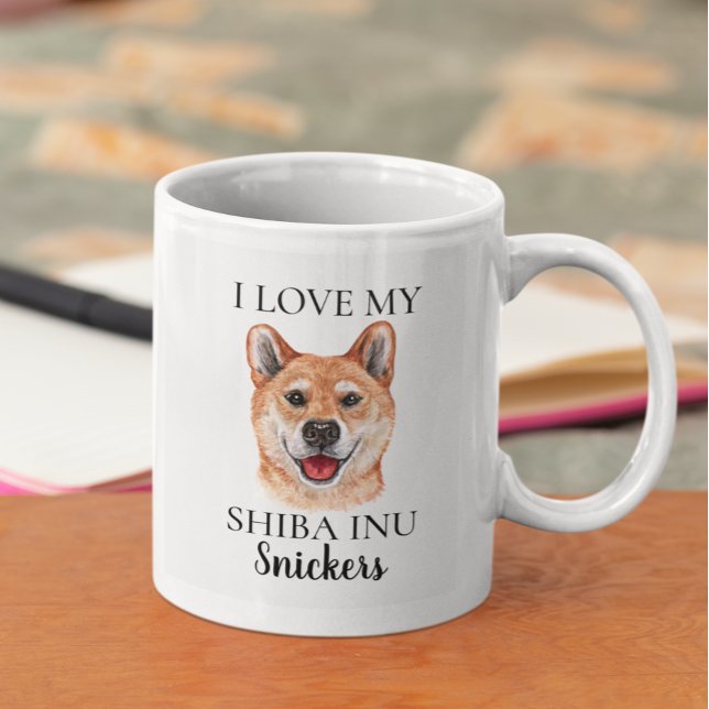 Älskar min Shiba Inu-hundmonogram Kaffemugg (Skapare uppladdad)