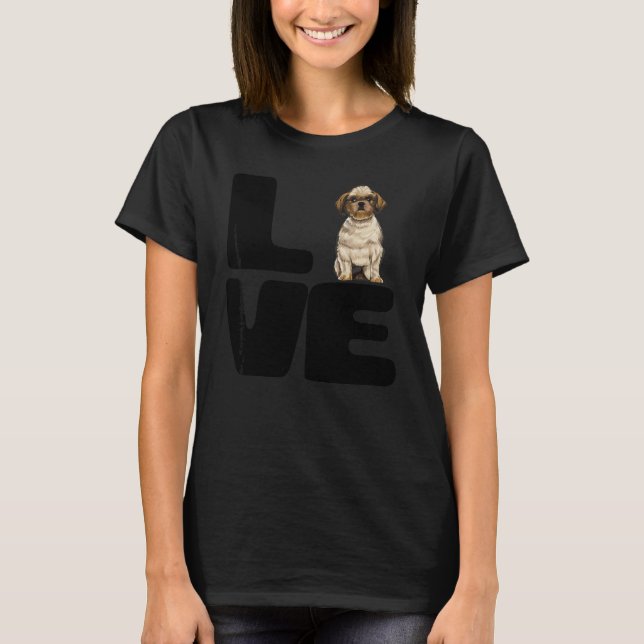 Älskar Min Shih Tzu Hund T Shirt (Framsida)