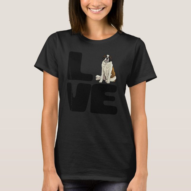 Älskar Min St Bernard Hund T Shirt (Framsida)