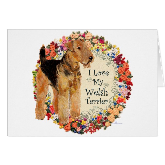 Älskar Min Welsh Terrier Hälsningskort (Framsidan Horizontal)