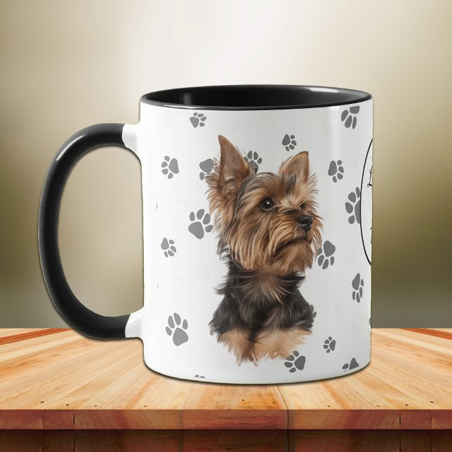 Älskar Min Yorkie Terrier Hund Tassavtryck Mugg (Skapare uppladdad)