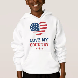 Älskar Mitt Land Patriotiskt Hjärta USA Flagga Vin T Shirt