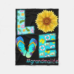 Älskar mormor liv flip flops hippie solros fleecefilt