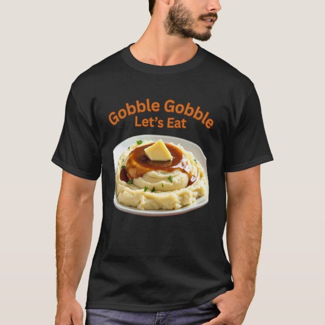 Älskar Mosad Potatis Retro Thanksgiving Familjemid T Shirt (Framsida)