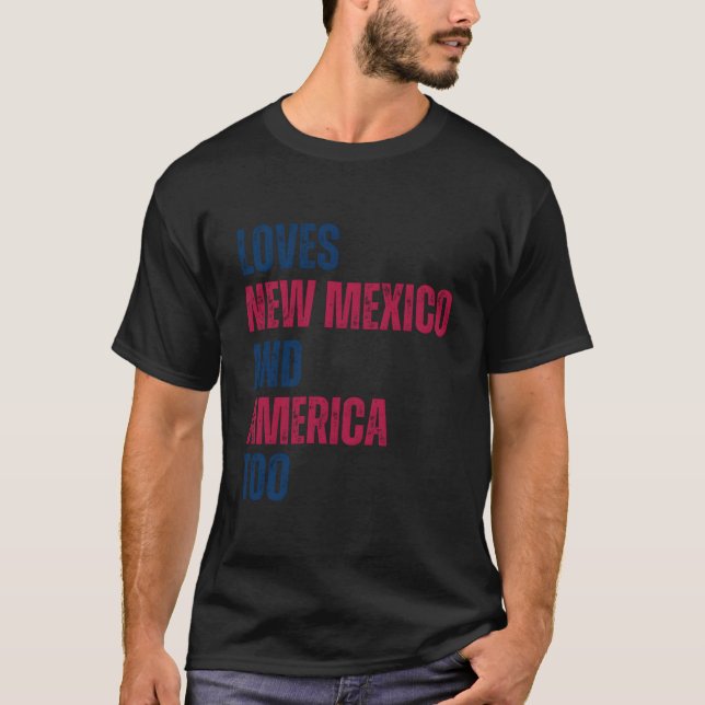 Älskar New Mexico Och Älskar Också Amerika T Shirt (Framsida)