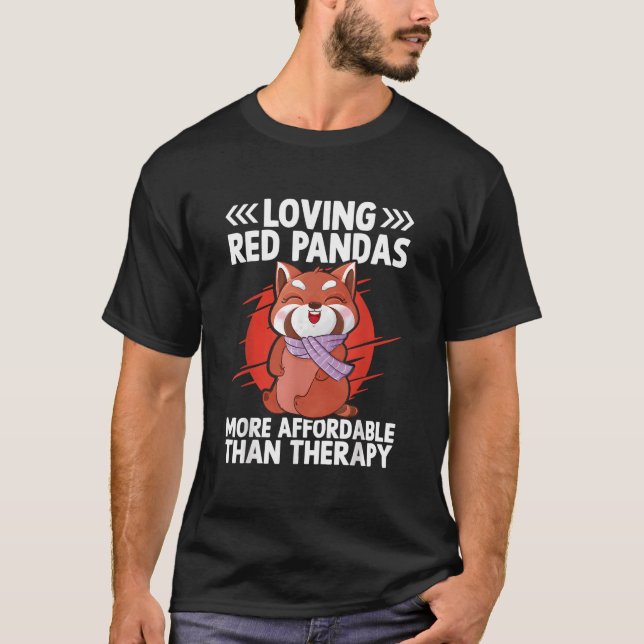 Älskar Röda Pandas Mer Prisvärt Än Terapi Rött T Shirt (Framsida)