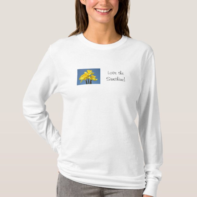 Älskar solsken! Kvinnors T-shirts påskliljor vår (Framsida)