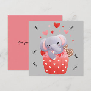Älskar söt valentin elefant julkort