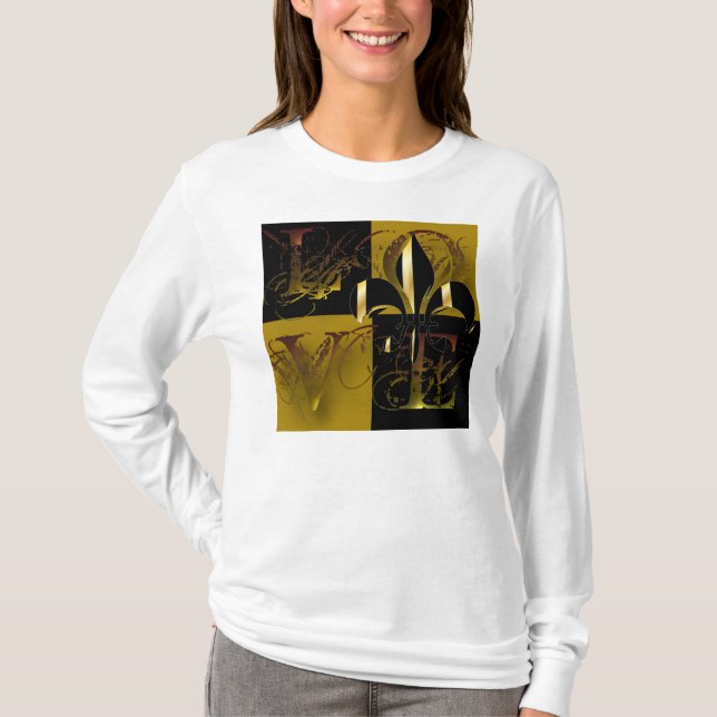 Älskar svart guld/fleur de lis t-shirt (Framsida)