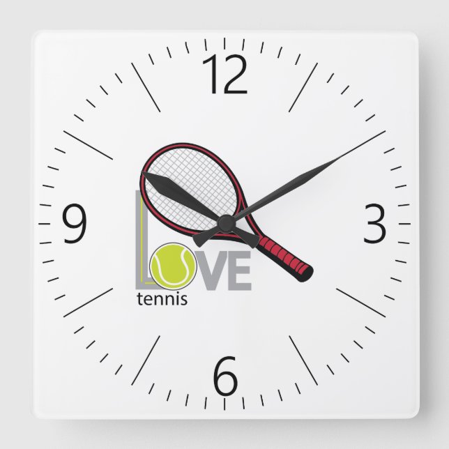 Älskar tennis fyrkantig klocka (Framsida)