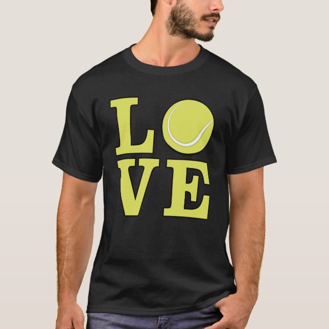 Älskar Tennis - Ljust Gul Text T Shirt (Framsida)
