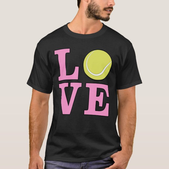 Älskar Tennis - Rosa Text T Shirt (Framsida)