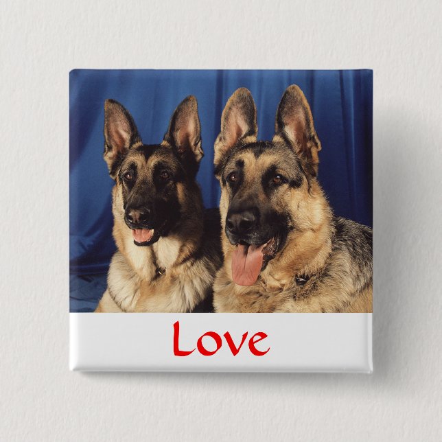 Älskar tysk schäferhund knapp pin (Framsida)