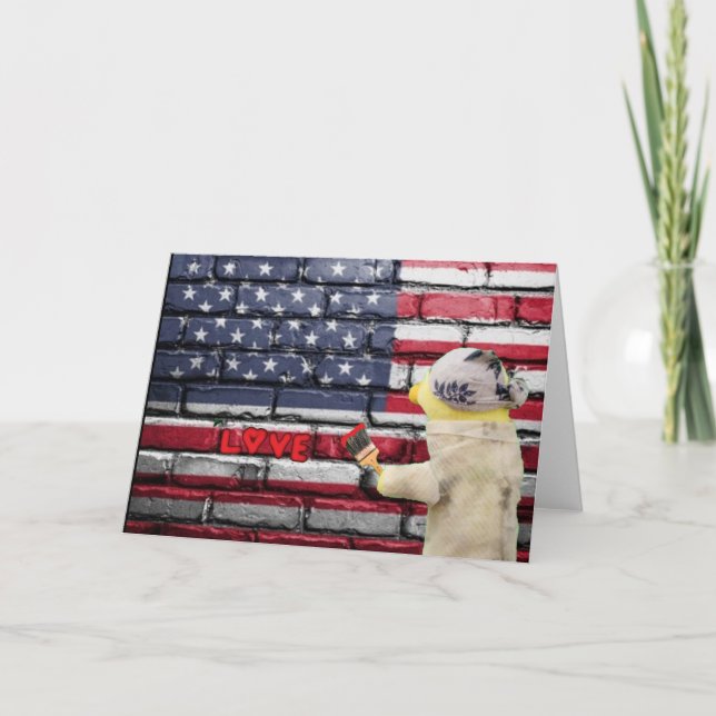 Älskar USA graffiti väggkonst. Kort (Framsida)