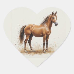 Älskar vacker Quarter Horse-djur konst Hjärtformat Klistermärke