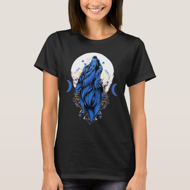 Älskar Vargar varg måne 1 T Shirt (Framsida)