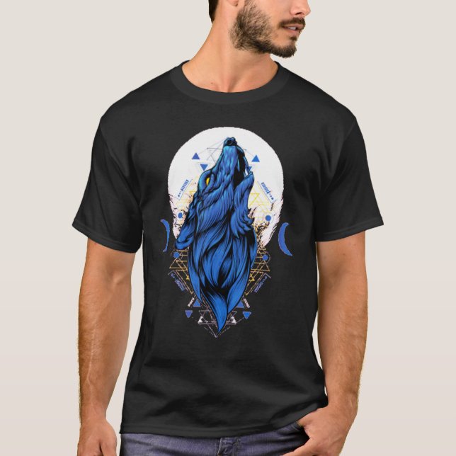 Älskar Vargar varg måne 1 T Shirt (Framsida)