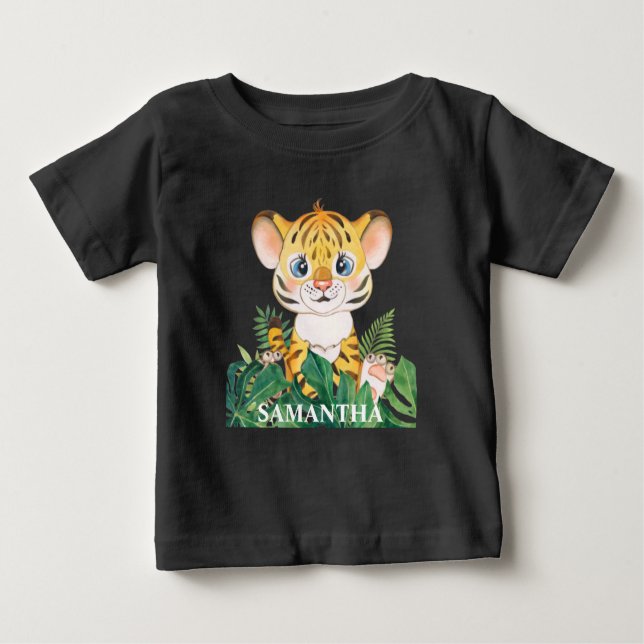 älskar vilda djur Tiger Baby T Shirt (Framsida)