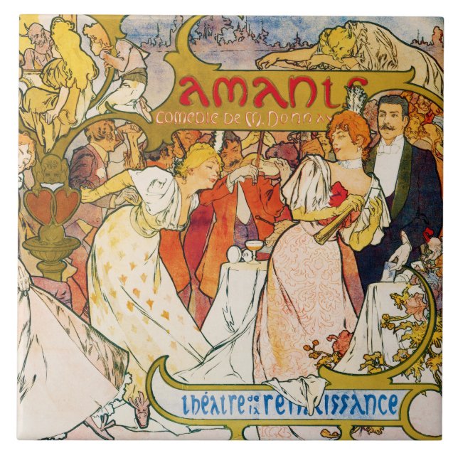 Älskare, Alphonse Mucha Kakelplatta (Framsidan)