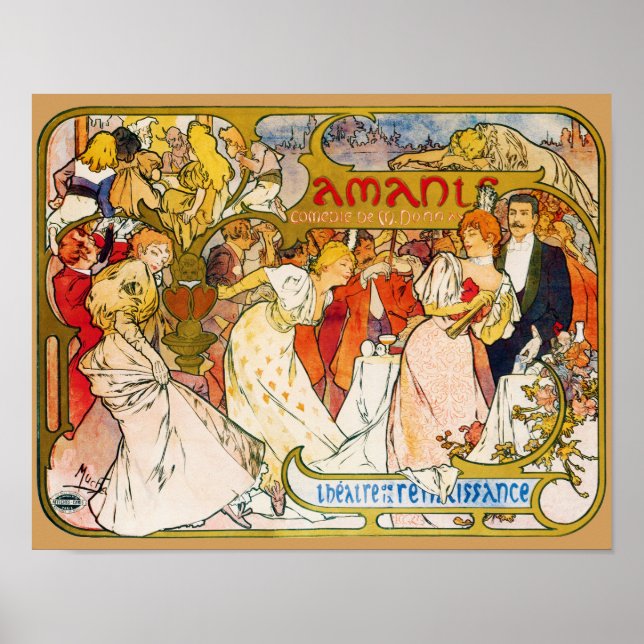 Älskare, Alphonse Mucha Poster (Framsidan)