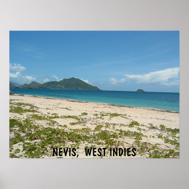 Älskare Beach, Nevis Poster (Framsidan)