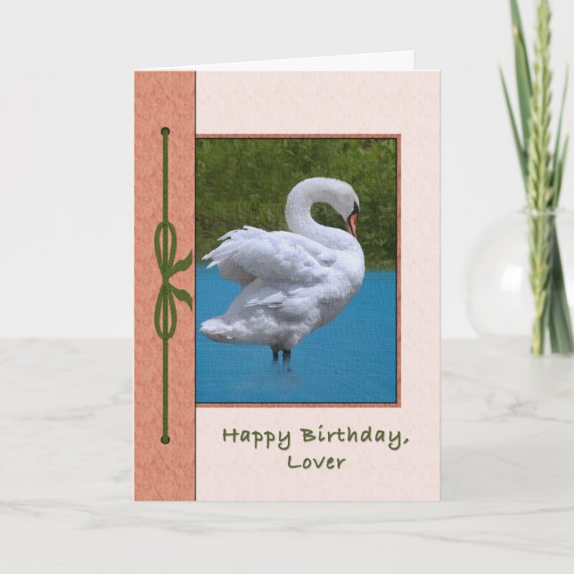 Älskare Birthday Card med Mute Svan Bird Kort (Framsida)