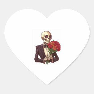 Älskare Bones � Funny Romantic Skeleton Hjärtformat Klistermärke