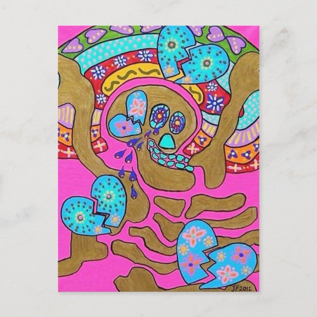 Älskare Broken Hearts & Tårar Day of the dead Vykort (Framsida)