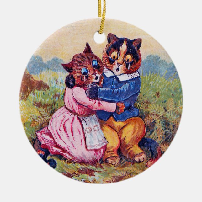 Älskare Cat (Strong Emotion), Louis Wain Julgransprydnad Keramik (Framsidan)