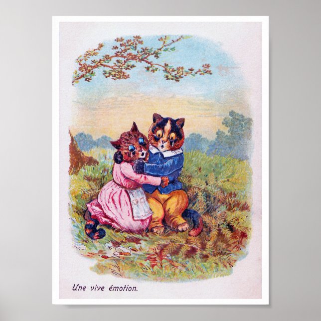 Älskare Cat (Strong Emotion), Louis Wain Poster (Framsidan)