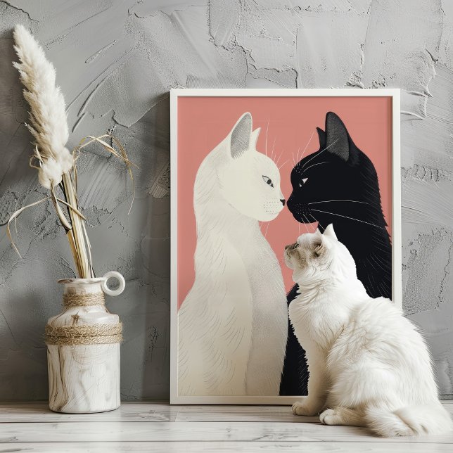 Älskare Cats Valentine Kattdjur Pastel Art Skriv u Poster (Skapare uppladdad)