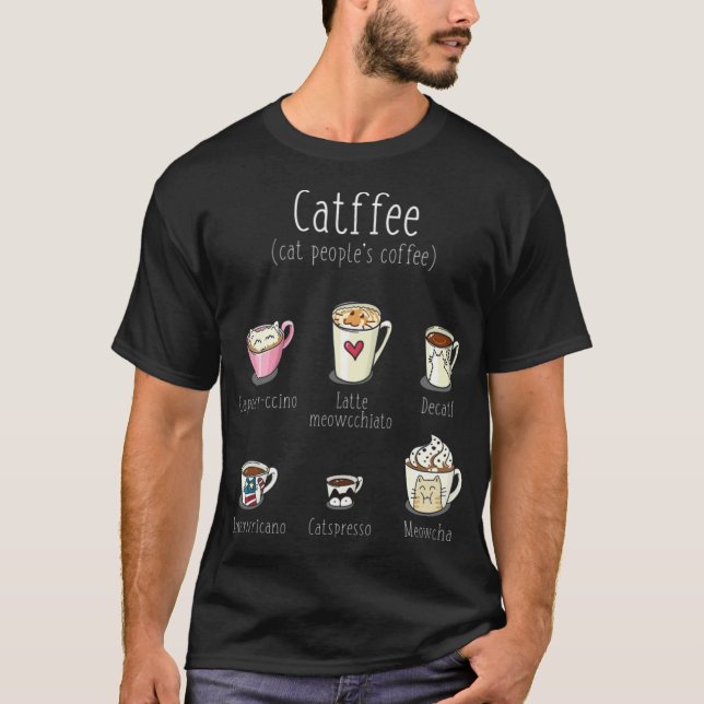 älskare Coffee Meow Coffee Kopp fordringar T Shirt (Framsida)