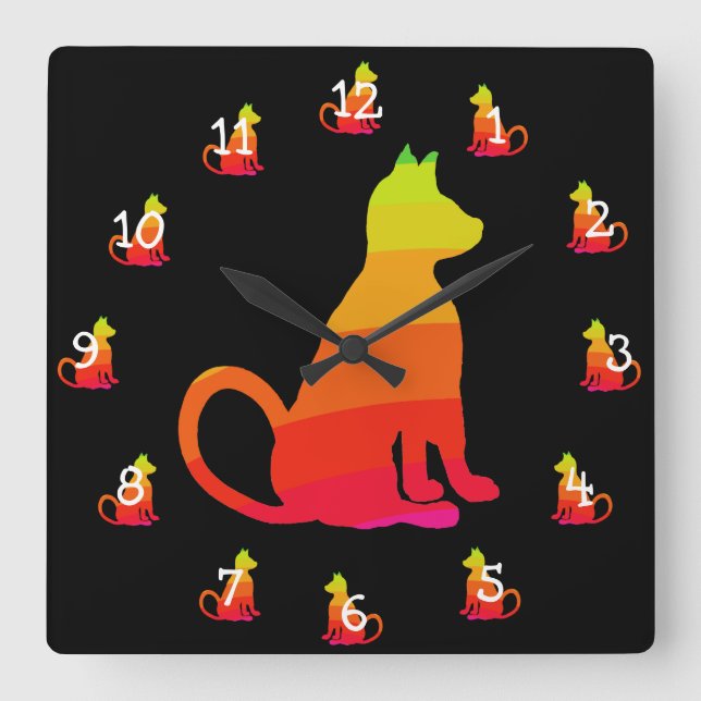 Älskare CricketDiane för katt för konst för Fyrkantig Klocka (Framsida)