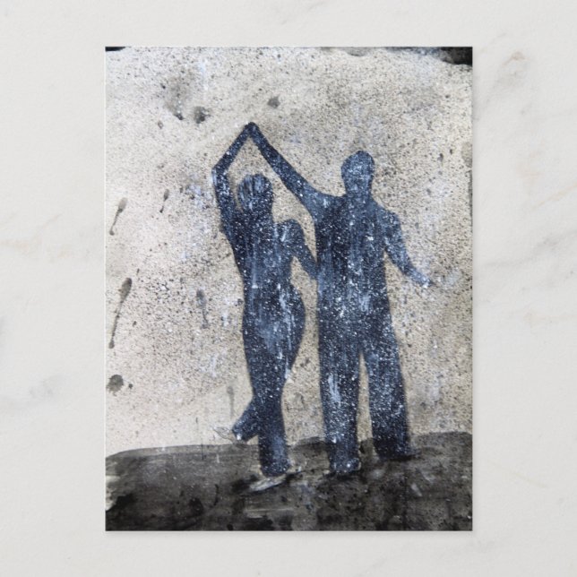 Älskare dansar i regn vykort (Framsida)