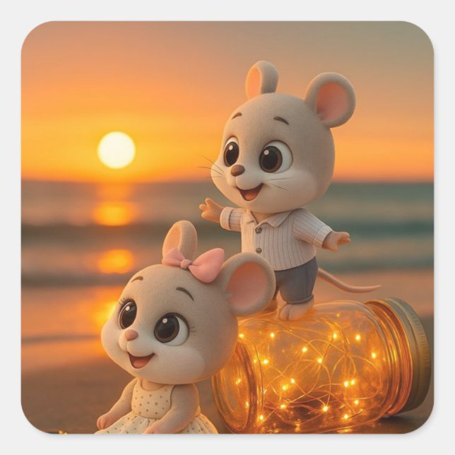 älskare-dekal fyrkantigt klistermärke (Framsida)