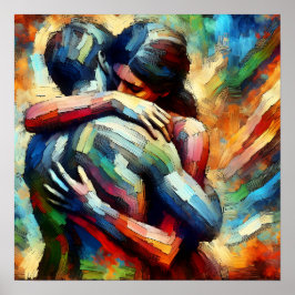 Älskare Embracing ai Oil Paint Stil Poster