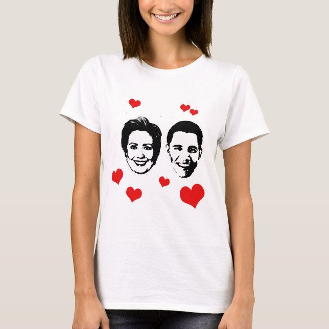 Älskare för Hillary och Obama.png Tee (Framsida)