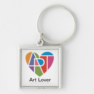 Älskare Heart® Art Älskare Premium Keychain Fyrkantig Silverfärgad Nyckelring