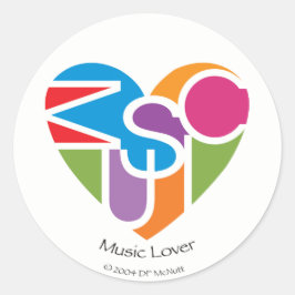 Älskare Heart® Music Älskare Sticker Runt Klistermärke