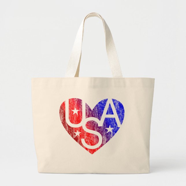 ÄLSKARE HEART® USA Tote Bag Jumbo Tygkasse (Framsidan)