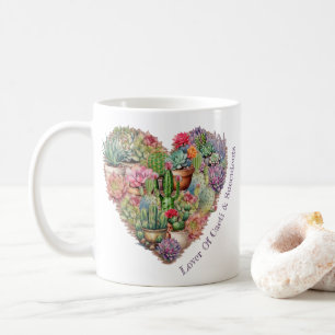 Älskare i Cacti och i hjärtform i form av blodprop Kaffemugg