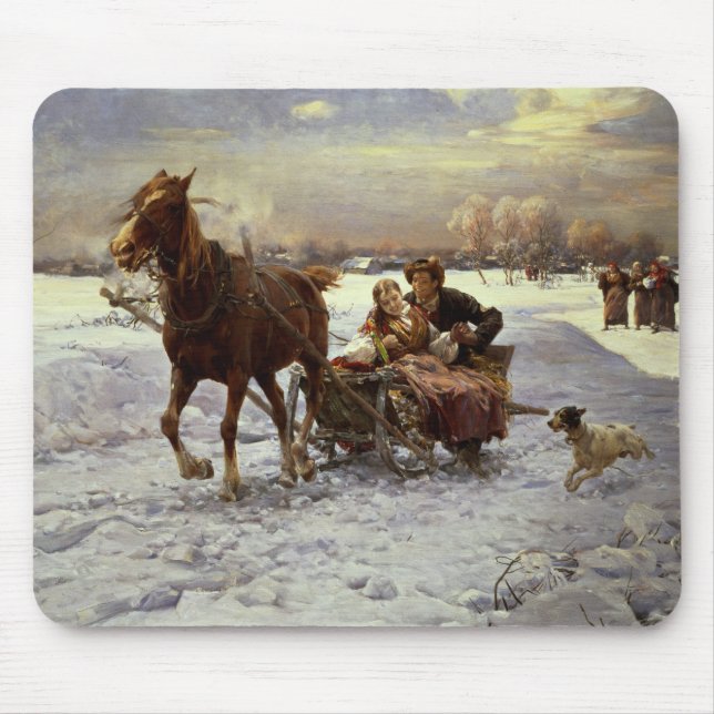 Älskare i en sleigh musmatta (Framsidan)