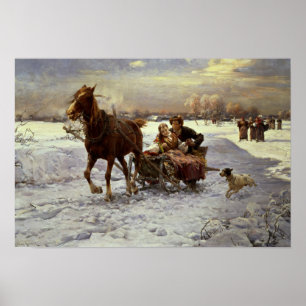 Älskare i en sleigh poster