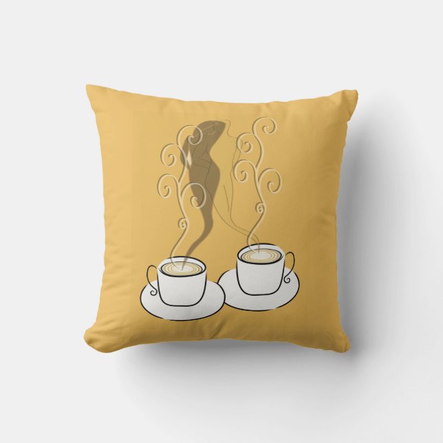 Älskare i kaffeångblaj kudde (Framsida)