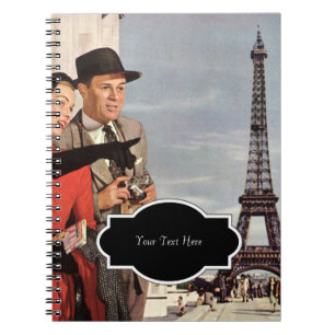 Älskare i Paris vintageillustration Anteckningsbok Med Spiral