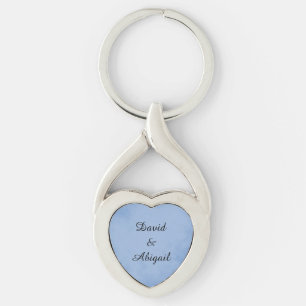 Älskare Indigo Blue Parchment Twisted Heart Silverfärgad Nyckelring