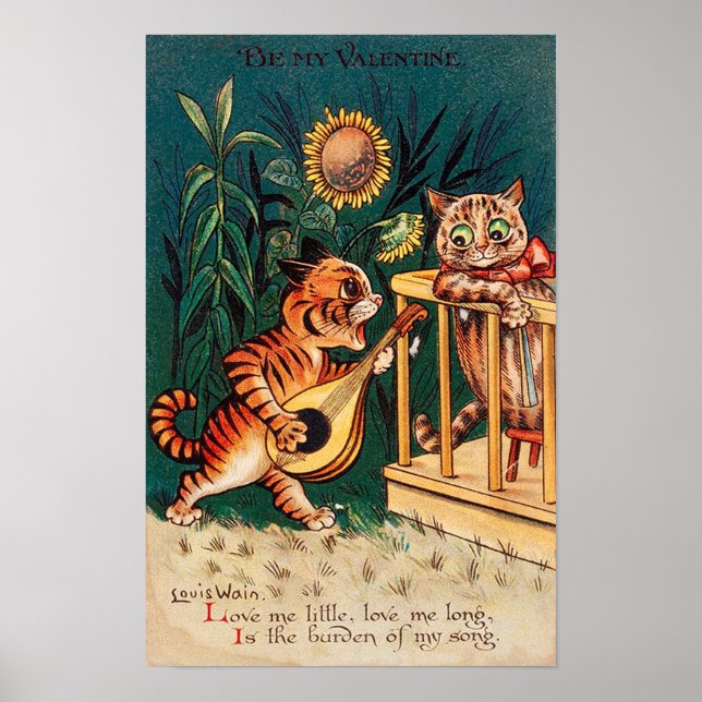 Älskare Katt Valentine, Louis Wain Poster (Framsidan)