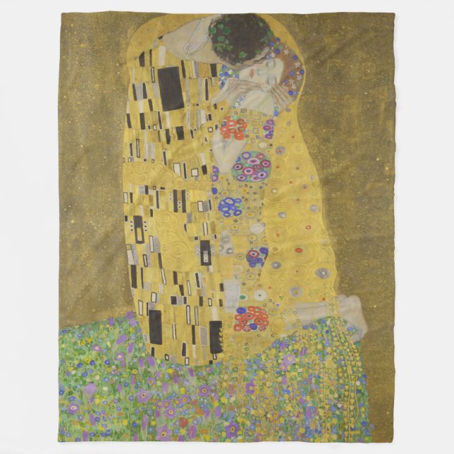 Älskare Kissing Embrace av Gustav Klimt Fleecefilt (Framsidan)