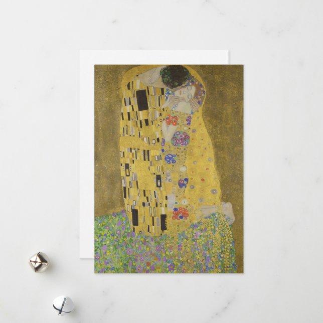 Älskare Kissing Embrace av Gustav Klimt Julkort (Fram/Back In Situ)