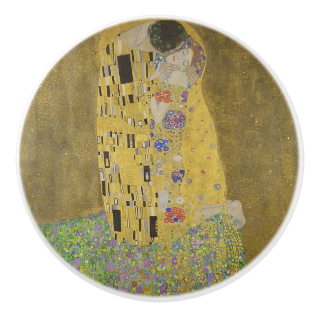 Älskare Kissing Embrace av Gustav Klimt Knopp (Framsidan)